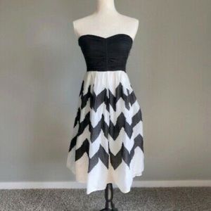Anthropologie B/W Leifnotes Chevron Cocktail Dress